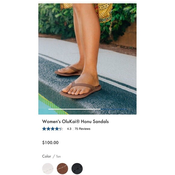 OLUKAI Women's Honu Sandals, TAN Size 7 women’s - Picture 2 of 6